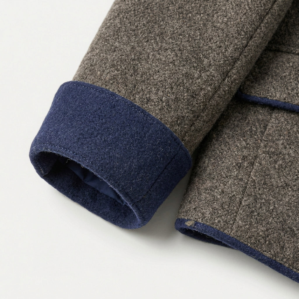 Women's stand collar blazer in Taupe | Elsdon – detail view