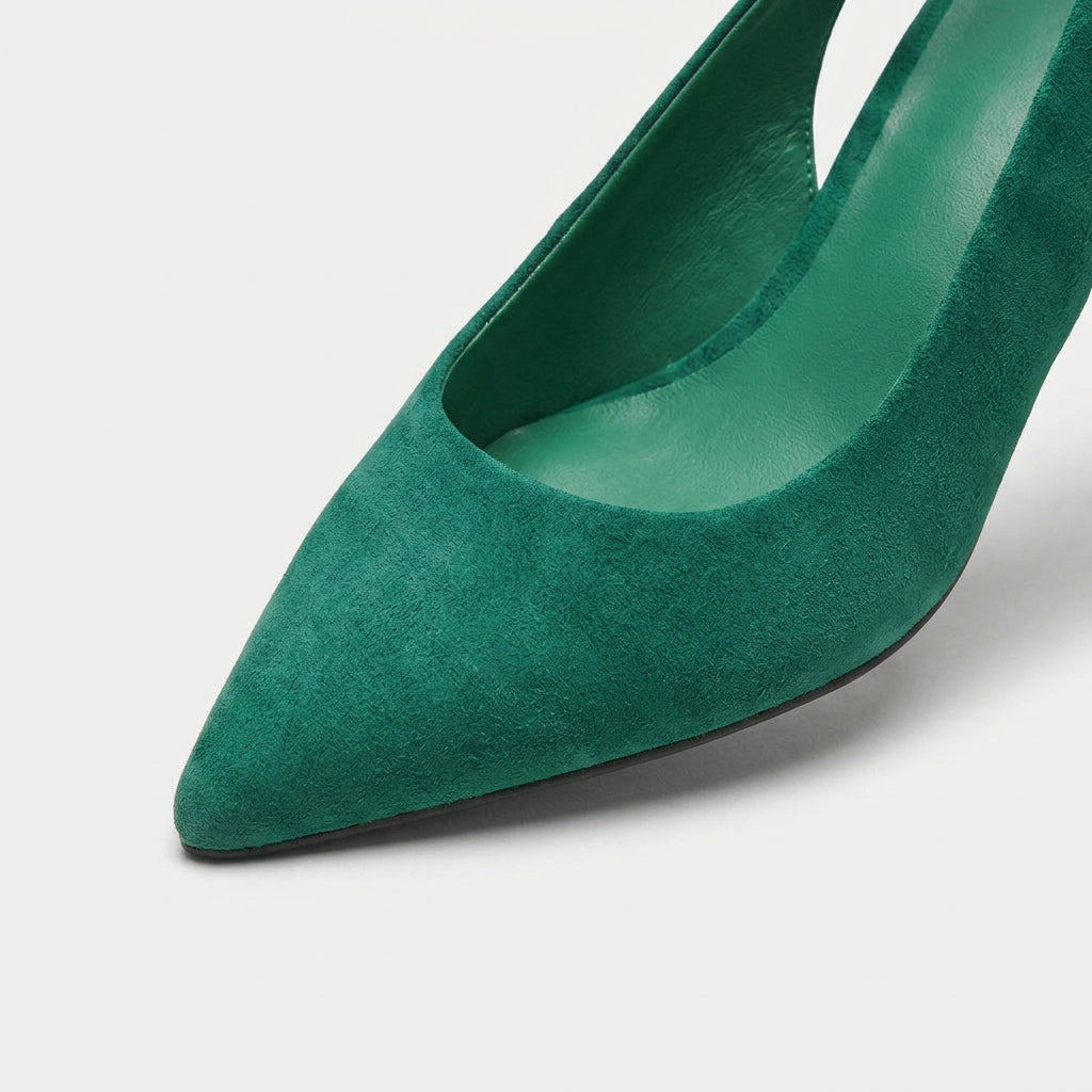 Women's slingback kitten heels in Emerald | Bledlow – detail view