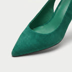 Women's slingback kitten heels in Emerald | Bledlow – detail view