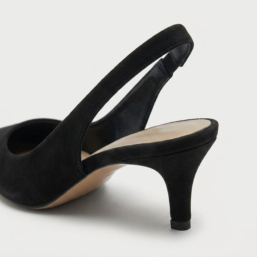 Women's slingback kitten heels in Black | Bledlow – detail view