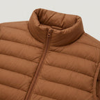 Men's Quilted Puffer Gilet in Camel | Sherston – detail view