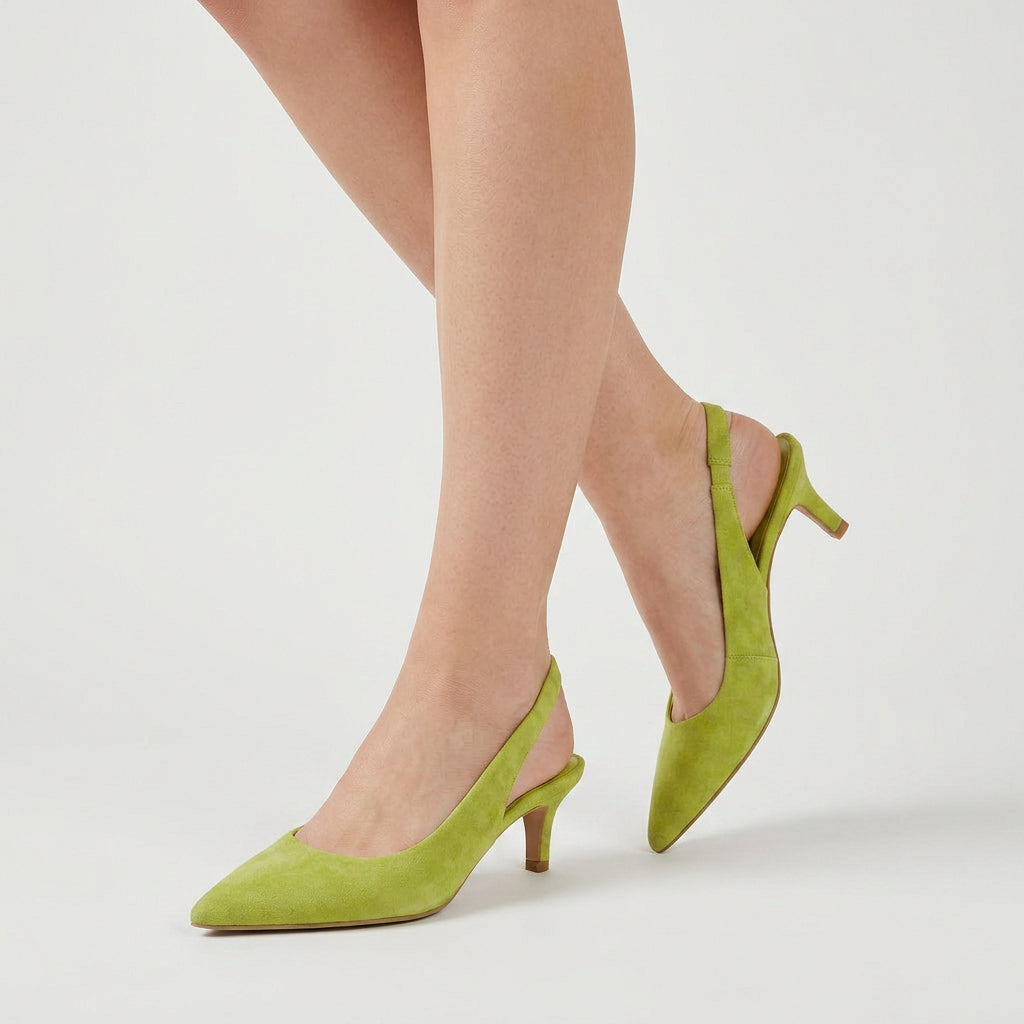 Women's slingback kitten heels in Lime | Bledlow – side view