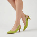 Women's slingback kitten heels in Lime | Bledlow – side view