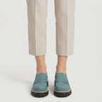 Women's chunky loafers in Dusty Teal | Fingest – front view