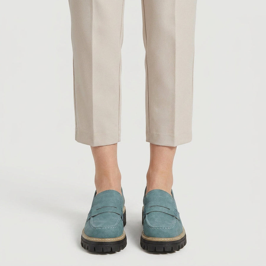 Women's chunky loafers in Dusty Teal | Fingest – front view