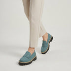 Women's chunky loafers in Dusty Teal | Fingest – side view