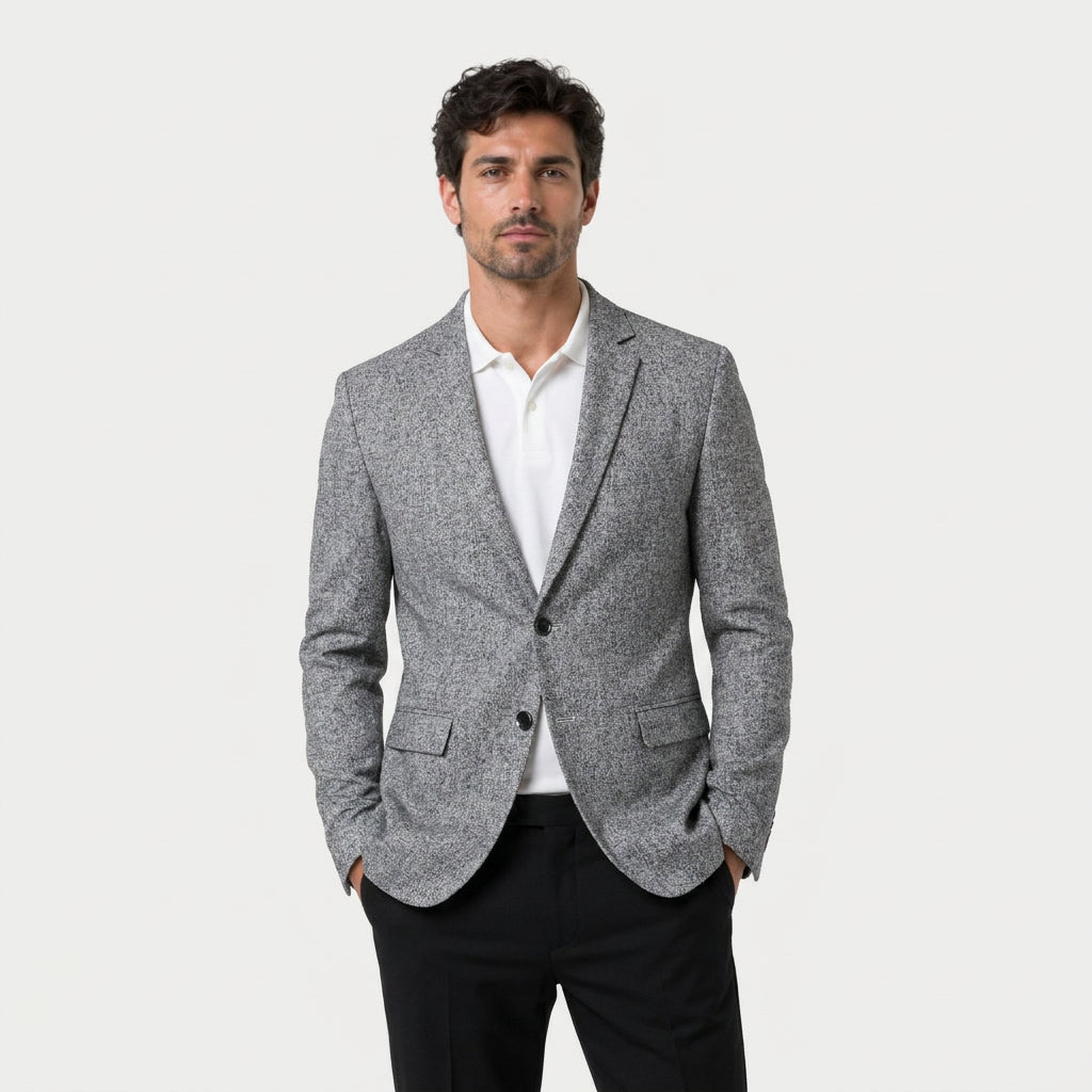 Men's textured wool-blend blazer in Light Grey | Tresmeer – front view