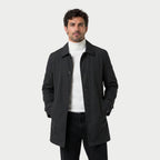 Men's single-breasted car coat in Black | Rockbourne – front view