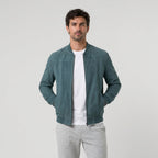 Men's washed bomber jacket in Teal | Pertenhall – front view