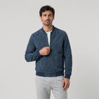 Men's washed bomber jacket in Navy | Pertenhall – front view