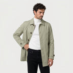 Men's single-breasted car coat in Sage | Rockbourne – front view