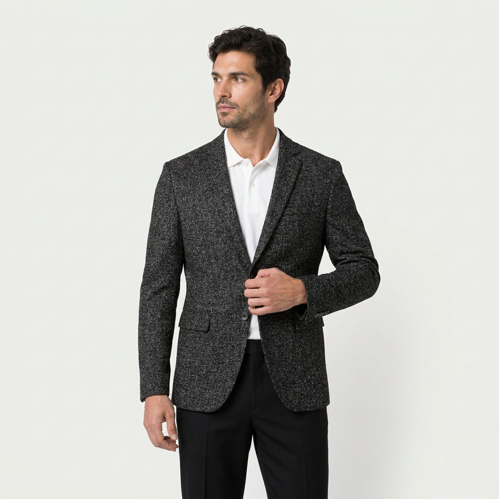Men's textured wool-blend blazer in Charcoal | Tresmeer – front view