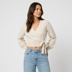 Women's wrap cardigan in Cream | Fittleworth – front view