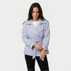 Women's short trench coat in Light Blue | Abbotsbury – front view