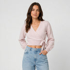 Women's wrap cardigan in Light Pink | Fittleworth – front view