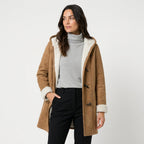 Women's hooded duffle coat in Camel | Glapthorn – front view