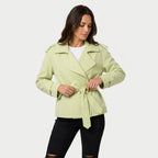 Women's short trench coat in Light Green | Abbotsbury – front view