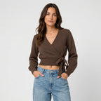 Women's wrap cardigan in Brown | Fittleworth – front view