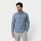 Men's brushed overshirt in Light Blue | Nettlecombe – front view