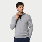Men's half-zip jumper in Light Grey | Ugthorpe – front view