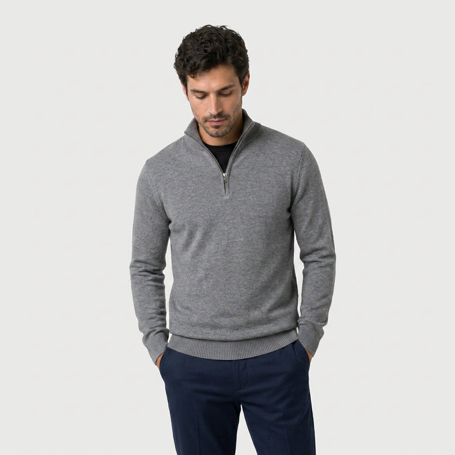 Men's half-zip jumper in Grey | Ugthorpe – front view