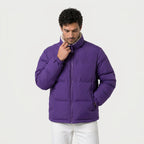 Men's Quilted Puffer Jacket in Purple | Romsey – front view