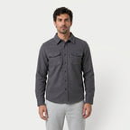 Men's brushed overshirt in Charcoal | Nettlecombe – front view