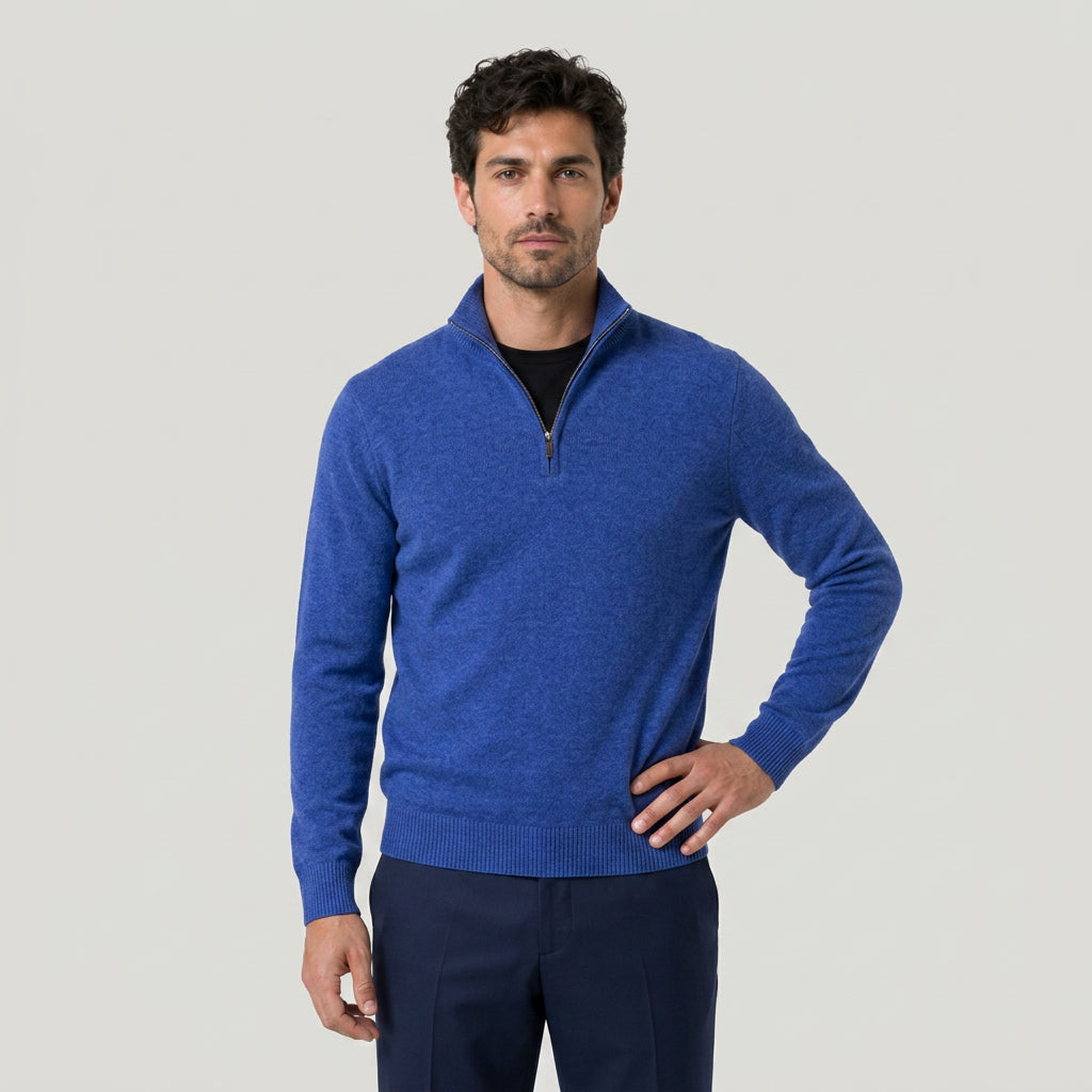 Men's half-zip jumper in Blue | Ugthorpe – front view