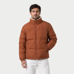 Men's Quilted Puffer Jacket in Rust | Romsey – front view