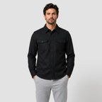 Men's brushed overshirt in Black | Nettlecombe – front view