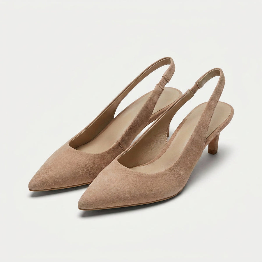 Women's slingback kitten heels in Nude | Bledlow – front view