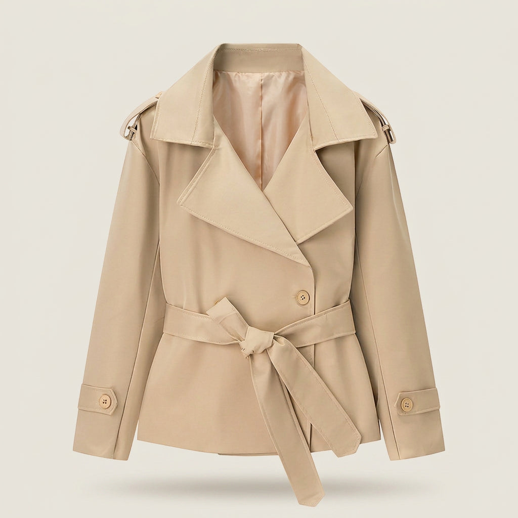 Women's short trench coat in Beige | Abbotsbury – front view