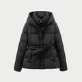 Women's belted puffer jacket in Black | Ardeley – front view