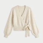 Women's wrap cardigan in Cream | Fittleworth – front view