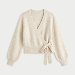 Women's wrap cardigan in Cream | Fittleworth – front view