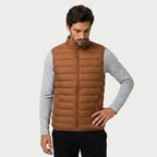 Men's Quilted Puffer Gilet in Camel | Sherston – front view