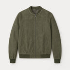 Men's washed bomber jacket in Olive | Pertenhall – front view