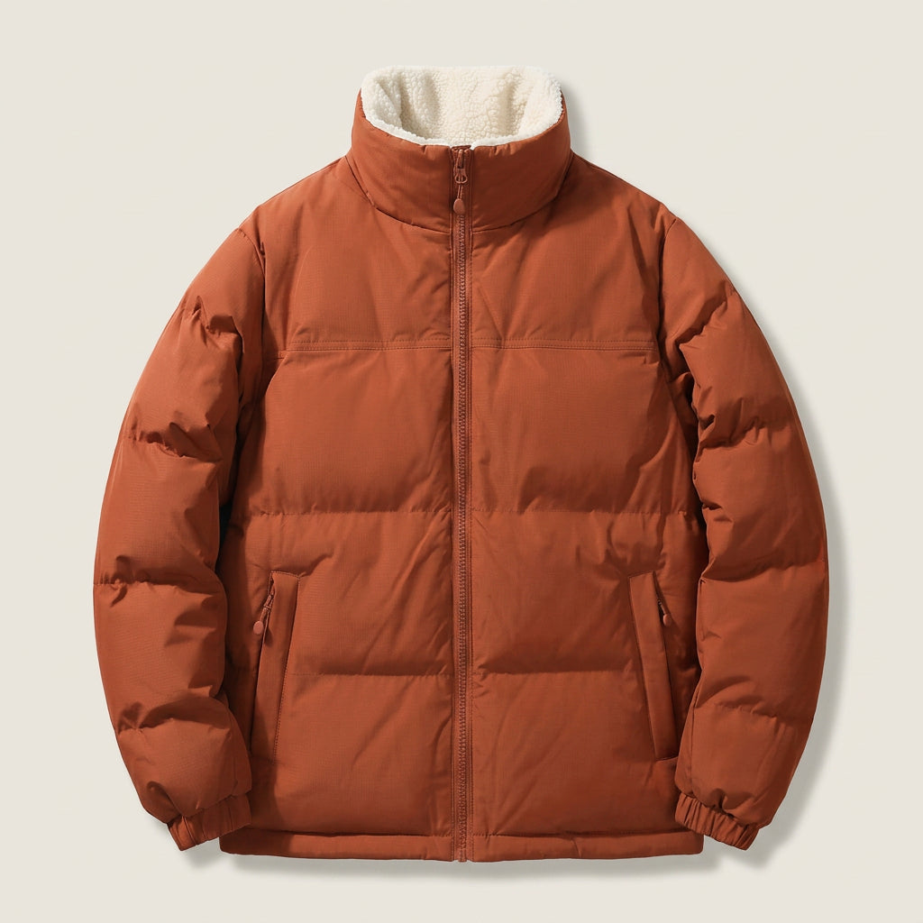 Men's Quilted Puffer Jacket in Rust | Romsey – front view