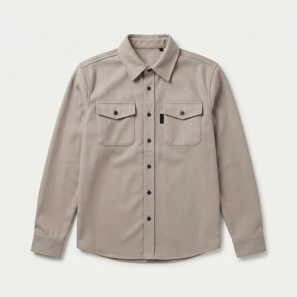 Men's brushed overshirt in Beige | Nettlecombe – front view