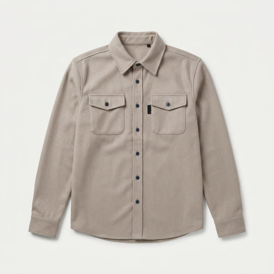 Men's brushed overshirt in Beige | Nettlecombe – front view
