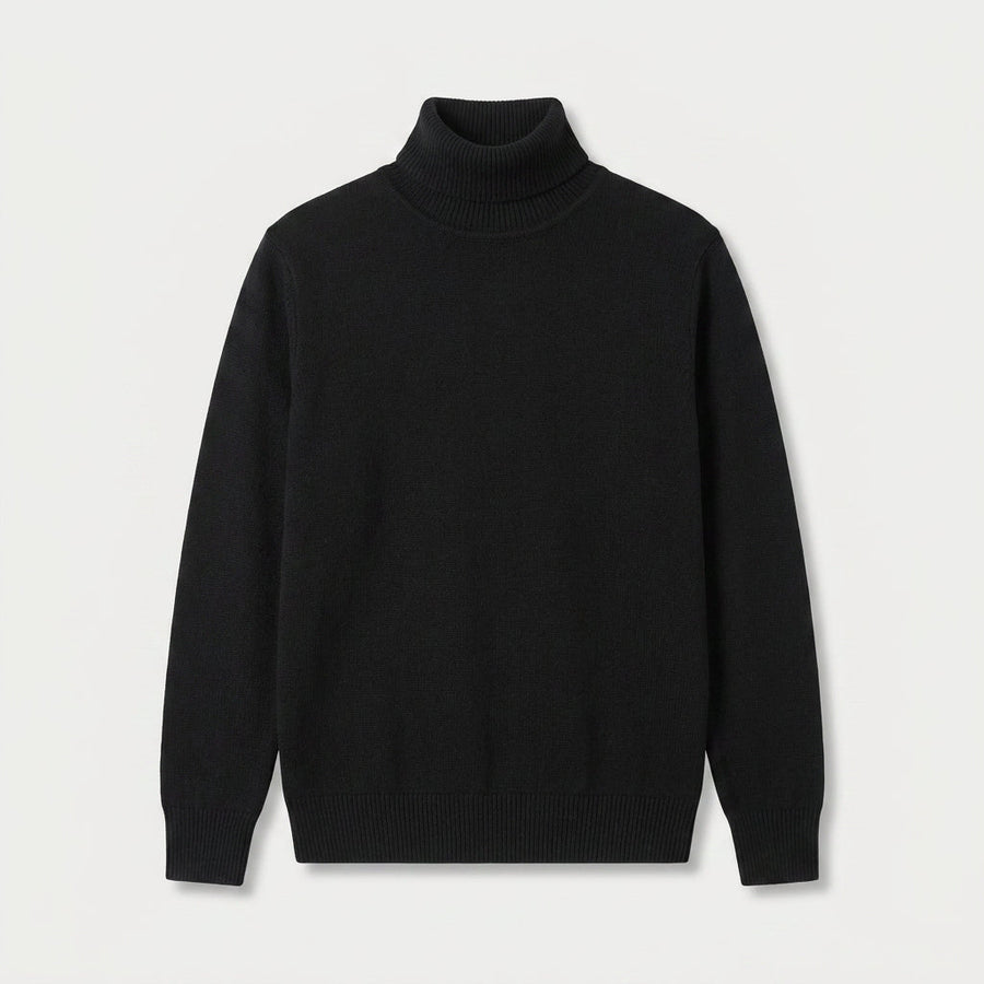 Men's roll neck jumper in Black | Wambrook – front view