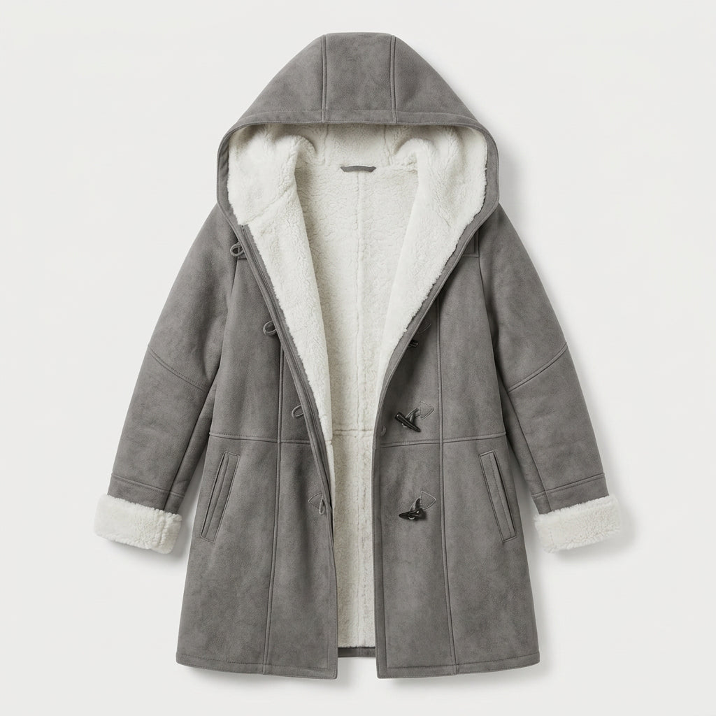Women's hooded duffle coat in Grey | Glapthorn – front view