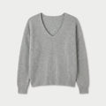 Women's Ribbed V-Neck Jumper in Light Grey | Glaisdale – front view