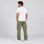 Men's Cargo Trousers in Army Green | Ulley – back view