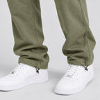 Men's Cargo Trousers in Army Green | Ulley – detail view