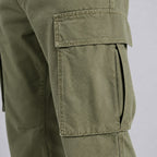 Men's Cargo Trousers in Army Green | Ulley – detail view