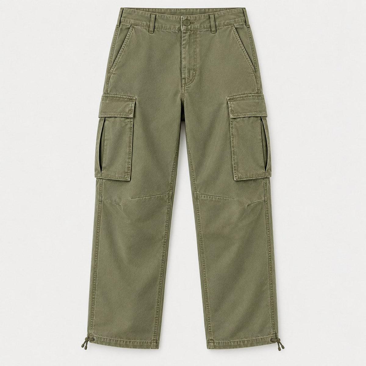 Men's Cargo Trousers in Army Green | Ulley – front view