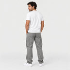 Men's Cargo Trousers in Grey | Ulley – back view