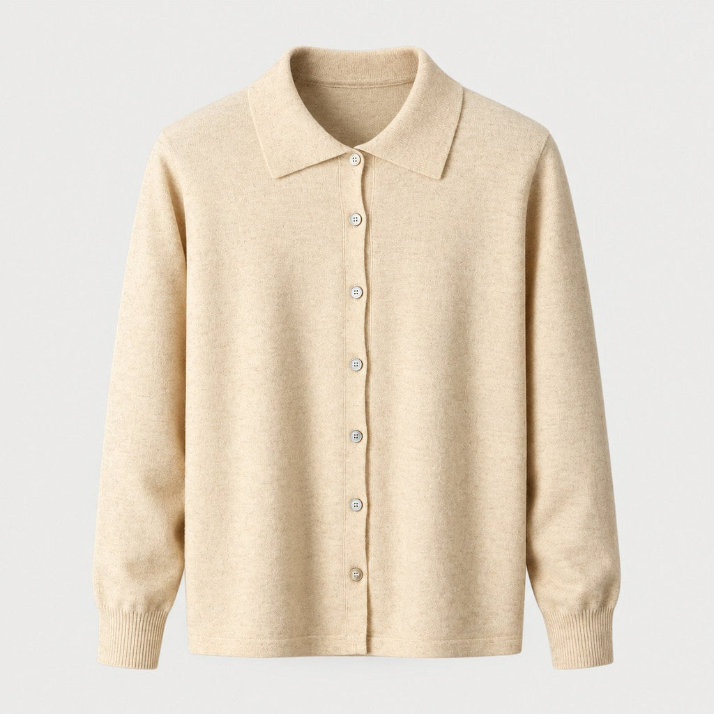 Men's knit polo cardigan in Beige | Monxton – front view