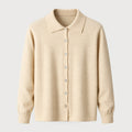 Men's knit polo cardigan in Beige | Monxton – front view